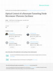 Research paper thumbnail of Optical Control of a Resonant Tunneling Diode Microwave-Photonic Oscillator