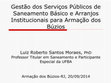 Research paper thumbnail of Gestão dos Serviços Públicos de Saneamento Básico e Arranjos Institucionais para Armação dos Búzios