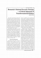 Research paper thumbnail of Romania’s National Security Strategy – a Critical Approach