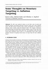 Research paper thumbnail of Some Thoughts on Monetary Targeting vs. Inflation Targeting