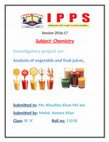 Research paper thumbnail of Subject-Chemistry Investigatory project on- Analysis of vegetable and fruit juices