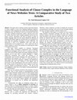 Research paper thumbnail of Functional Analysis of Clause Complex in the Language of News Websites Texts: A Comparative Study of Two Articles