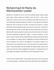 Research paper thumbnail of Mohamed Ali Pasha as a Machiavellian leader