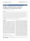 Research paper thumbnail of Synthesis and field emission properties of different ZnO nanostructure arrays