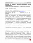 Research paper thumbnail of FACTORES QUE INHIBEN LA CREATIVIDAD PROFESORAL. ANÁLISIS PSICOPEDAGÓGICO ANÁLISIS DE FACTORES INHIBIDORES DE LA CREATIVIDAD PROFESORAL