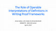 Research paper thumbnail of PowerPoint: The Role of Operable Interpretations of Definitions in Writing Proof Frameworks, Presentation at the MAA SW Section Meeting, April 8, 2017.