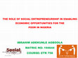 Research paper thumbnail of THE ROLE OF SOCIAL ENTREPRENEURSHIP IN ENABLING ECONOMIC