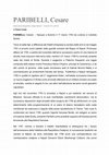 Research paper thumbnail of PARIBELLI, Cesare, voce del «Dizionario Biografico degli italiani», Treccani, vol. 81, 2014