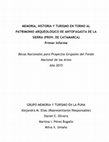 Research paper thumbnail of MEMORIA, HISTORIA Y TURISMO EN TORNO AL PATRIMONIO ARQUEOLÓGICO DE ANTOFAGASTA DE LA SIERRA (PROV. DE CATAMARCA) PRIMER INFORME