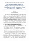 Research paper thumbnail of Conceptualizing and Measuring Religious Development in Terms of Religious Styles and Schemata; New Considerations