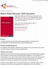 Research paper thumbnail of  Rezension vom 26.07.2012 zu: Bettina Ritter-Mamczek: Stoff reduzieren. Verlag Barbara Budrich (Opladen) 2011.