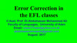 Research paper thumbnail of errors correction in the EFL classroom