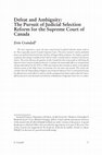 Research paper thumbnail of Defeat and Ambiguity: The Pursuit of Judicial Selection Reform for the Supreme Court of Canada