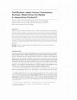 Research paper thumbnail of Certification Labels Versus Convenience Formats: What Drives the Market in Aquaculture Products