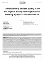 Research paper thumbnail of The relationship between quality of life and physical activity in college students attending a physical education course