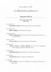 Research paper thumbnail of Cycle interdisciplinaire de conférences autour de la Renaissance, de l'Humanisme et de la Réforme, accueilli à la BIS