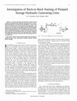 Research paper thumbnail of Investigation of Back-to-Back Starting of Pumped Storage Hydraulic Generating Units