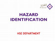 Research paper thumbnail of HAZARD IDENTIFICATION