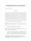 Research paper thumbnail of LA RESPONSABILIDAD SOCIAL DEL INVESTIGADOR