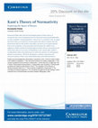 Research paper thumbnail of Kant's Theory of Normativity: Exploring the Space of Reason