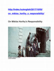 Research paper thumbnail of (with Ádám Kerpel-Fronius) On Miklós Horthy's Responsibility