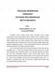 Research paper thumbnail of TINJAUAN SEDERHANA TERHADAP PUTUSAN PRA PERADILAN SETYA NOVANTO Oleh