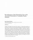 Research paper thumbnail of Revitalisation of the Performing Arts in the Ancestral Homeland of Lampung People, Sumatra