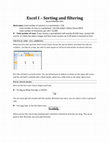 Research paper thumbnail of Excel I – Sorting and filtering