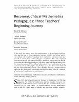 Research paper thumbnail of Becoming Critical Mathematics Pedagogues: Three Teachers’ Beginning Journey [Unpublished Manuscript]