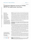 Research paper thumbnail of Comparative diagnostic accuracy of 18F-FDG PET/CT for breast cancer recurrence.