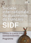 Research paper thumbnail of Programme SIDF 2018, Neuchâtel 10-12 janvier