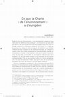 Research paper thumbnail of Ce que la Charte de l'environnement a d'européen