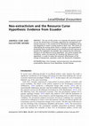 Research paper thumbnail of Cori, A, Monni, S. (2015) "Neo-extractivism and the Resource Curse Hypothesis: Evidence from Ecuador"