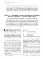 Research paper thumbnail of 2010 ACVIM  Small Animal Concensus Statement on Leptospirosis : Diagnosis ,Epidemiology ,Treatment and Prevention