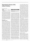 Research paper thumbnail of Discretionary Powers of the Indian President