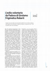 Research paper thumbnail of L'esilio volontario da Padova di Girolamo Frigimelica Roberti.pdf