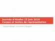 Research paper thumbnail of Journée d'études 15 juin 2018 Corpus et textes de représentation