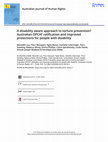 Research paper thumbnail of A disability aware approach to torture prevention? Australian OPCAT ratification and improved protections for people with disability