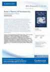 Research paper thumbnail of Paperback 20% Discount - Kant's Theory of Normativity: Exploring the Space of Reason - 
Recipient of the North American Kant Society Book Prize 2018