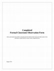 Research paper thumbnail of Completed Formal Classroom Observation Form