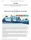 Research paper thumbnail of What do we value in academic ownership?