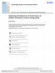 Research paper thumbnail of Explaining the behaviour of small states: an analysis of Jordan's nuclear energy policy