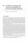 Research paper thumbnail of Academic language and literacy socialization for second-language students - 2015