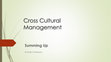 Research paper thumbnail of Cross Cultural Management in a Single Slide