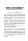 Research paper thumbnail of Challenges in bootstrapping a start-up: Keenga Research turning the tables on venture capitalists