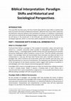 Research paper thumbnail of Biblical Interpretation: Paradigm Shifts and Historical and Sociological Perspectives