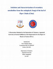 Research paper thumbnail of Isolation and characterization of secondary metabolites from the endophytic fungi of the leaf of