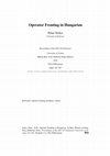 Research paper thumbnail of Operator Fronting in Hungarian