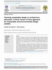 Research paper thumbnail of Teaching sustainable design in architecture education: Critical review of Easy Approach for Sustainable and Environmental Design (EASED) Frontiers of Architectural Research-NC-ND license (http://creativecommons.org/licenses/by-nc-nd/4.0