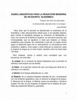 Research paper thumbnail of BASES LINGÚISTICAS PARA LA REDACCIÓN MODERNA DE UN ESCRITO ACADÉMICO